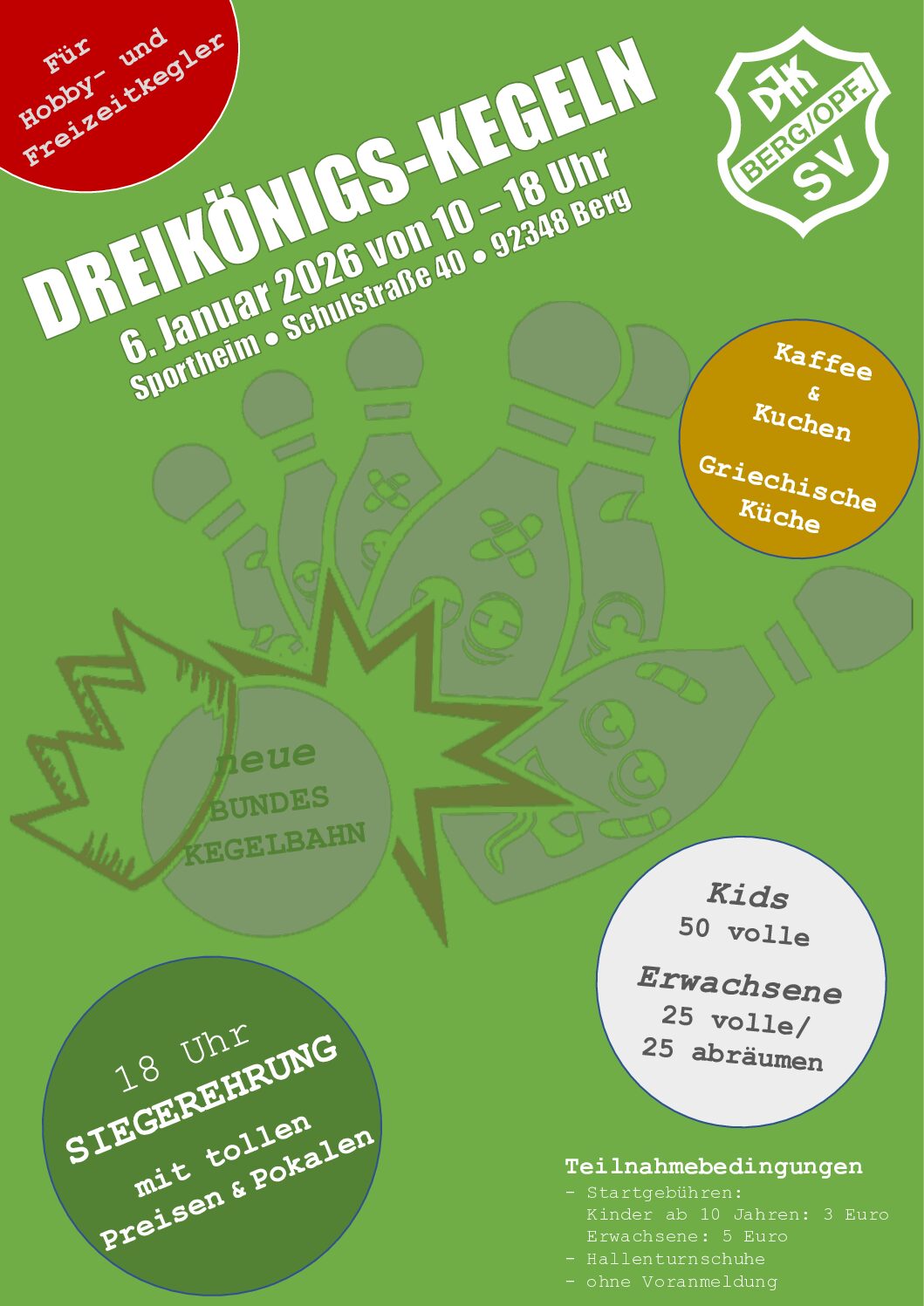 Herzliche Einladung zum 3-Königskegeln am 06. Januar